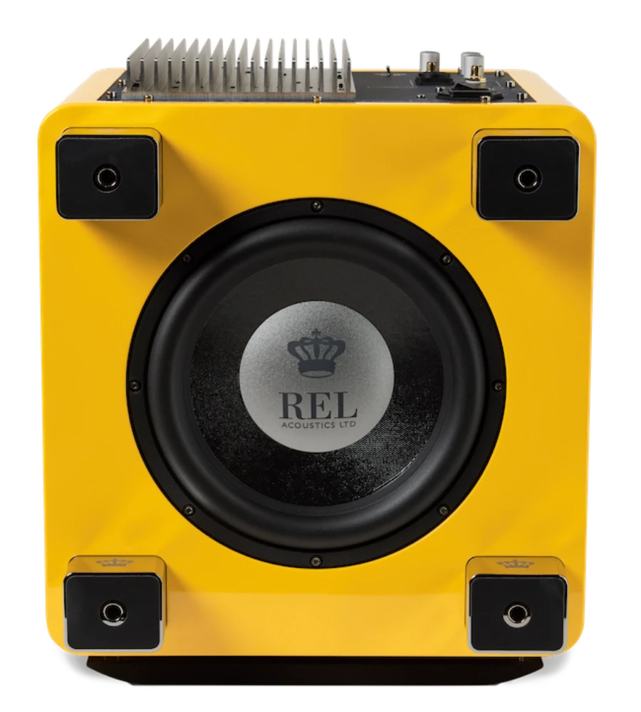 REL Acoustics T9/x SE subwoofer in yellow down