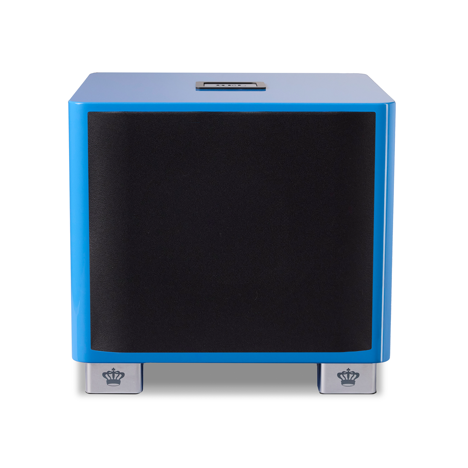 REL Acoustics T9/x SE subwoofer in blue front grille